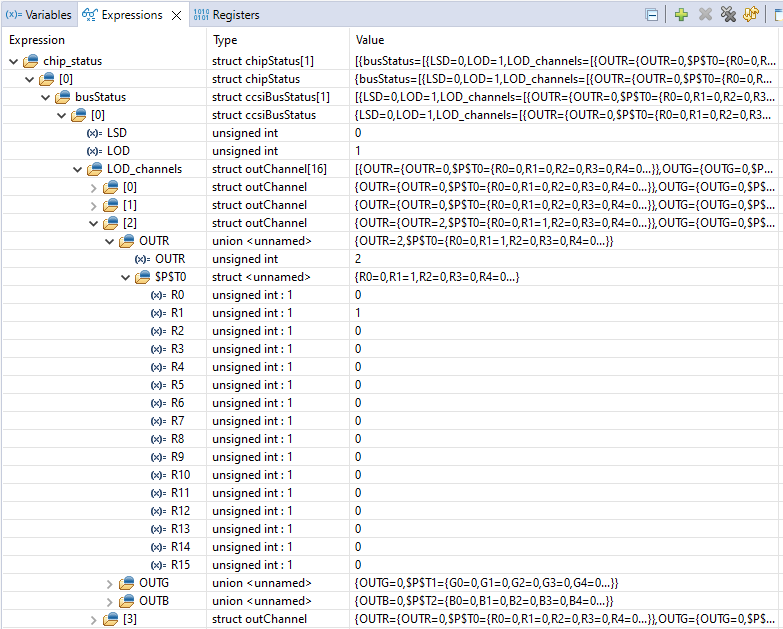 LP5891Q1EVM LP5891-Q1 显示具有 LOD 的 chip_status 表达式的扩展通道的示例