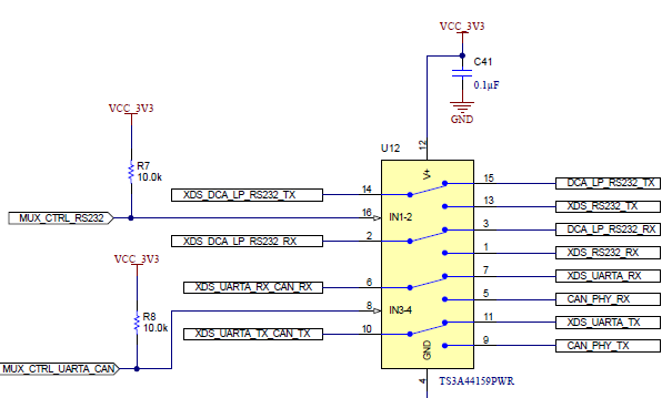 xWRL1432BOOST CAN PHY 开关的模拟多路复用器