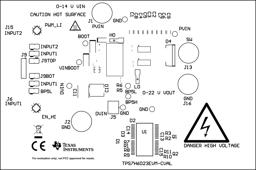 TPS7H6003EVM-CVAL, TPS7H6013EVM-CVAL, TPS7H6023EVM-CVAL, TPS7H6005EVM, TPS7H6015EVM, TPS7H6025EVM 顶部覆盖层 (TPS7H6023EVM-CVAL)