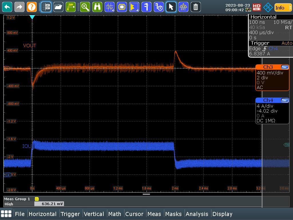 LM51772EVM 负载阶跃（VIN = 16V，IOUT = 2A 至 5A）