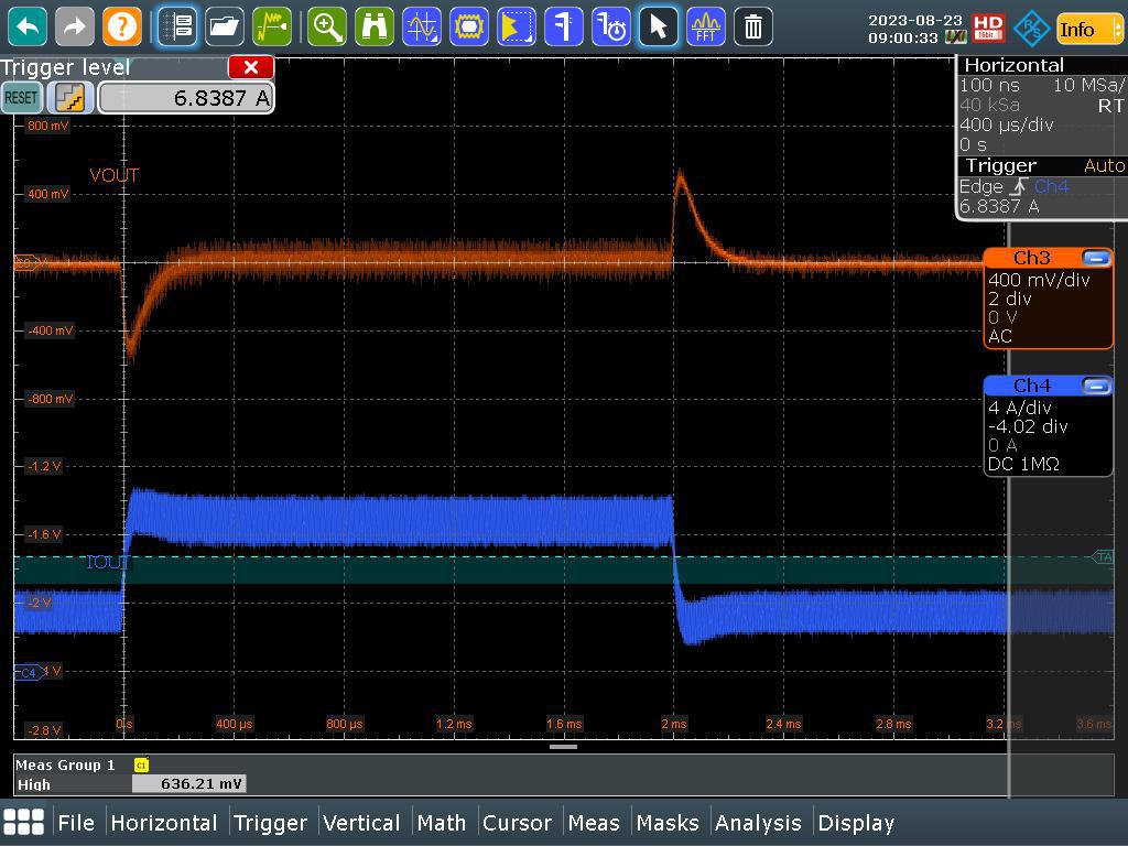 LM51772EVM 负载阶跃（VIN = 12V，IOUT = 2A 至 5A）