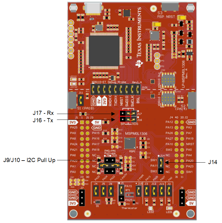 TIDA-010263 MSPM0L1306 LaunchPad 开发套件跳线设置