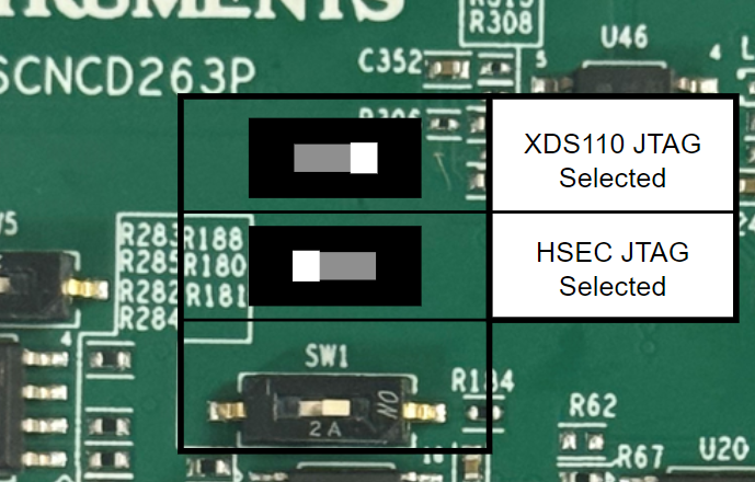 AM263P1, AM263P1-Q1, AM263P2, AM263P2-Q1, AM263P4, AM263P4-Q1 JTAG 路径开关位置