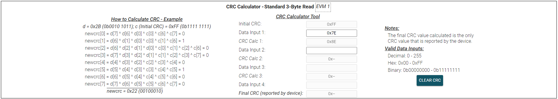 TMAG3001EVM CRC 数据计算 1