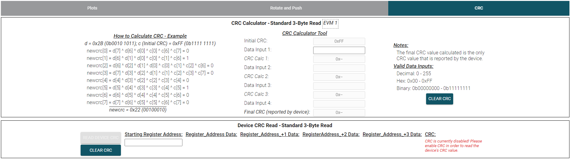 TMAG3001EVM CRC GUI 页面