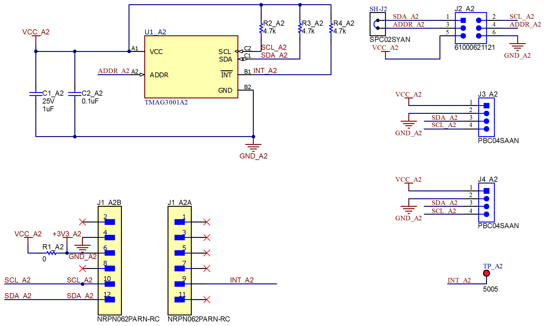 TMAG3001EVM EVM TMAG3001A2 部分的原理图