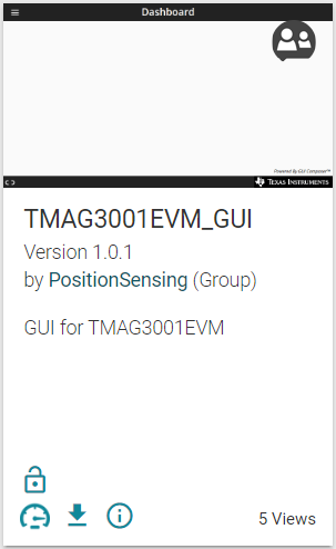 TMAG3001EVM GUI Composer 应用程序窗口