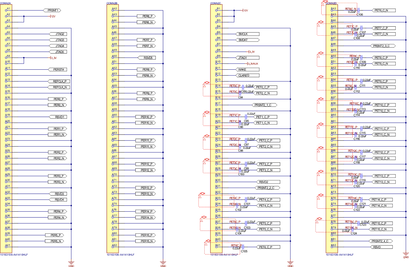 DS320PR410-RSC-EVM 跨接连接器原理图页