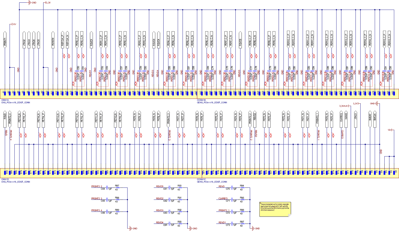 DS320PR410-RSC-EVM 金手指连接器原理图页