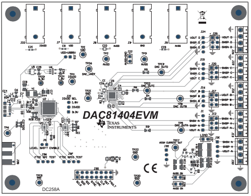 DAC81404EVM DAC81404EVM（顶视图）