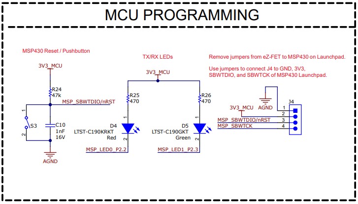 MCT8314ZEVM MCU 编程和调试原理图