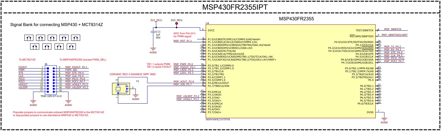 MCT8314ZEVM MSP430FR2355 MCU