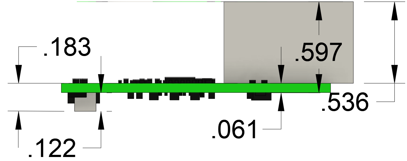 DP83826-EVM-AM2 工业以太网 PHY 附加电路板侧面轮廓