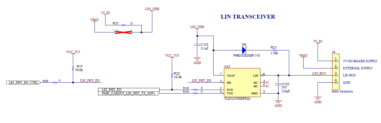 IWRL6432AOPEVM, AWRL6432AOPEVM LIN PHY 接口