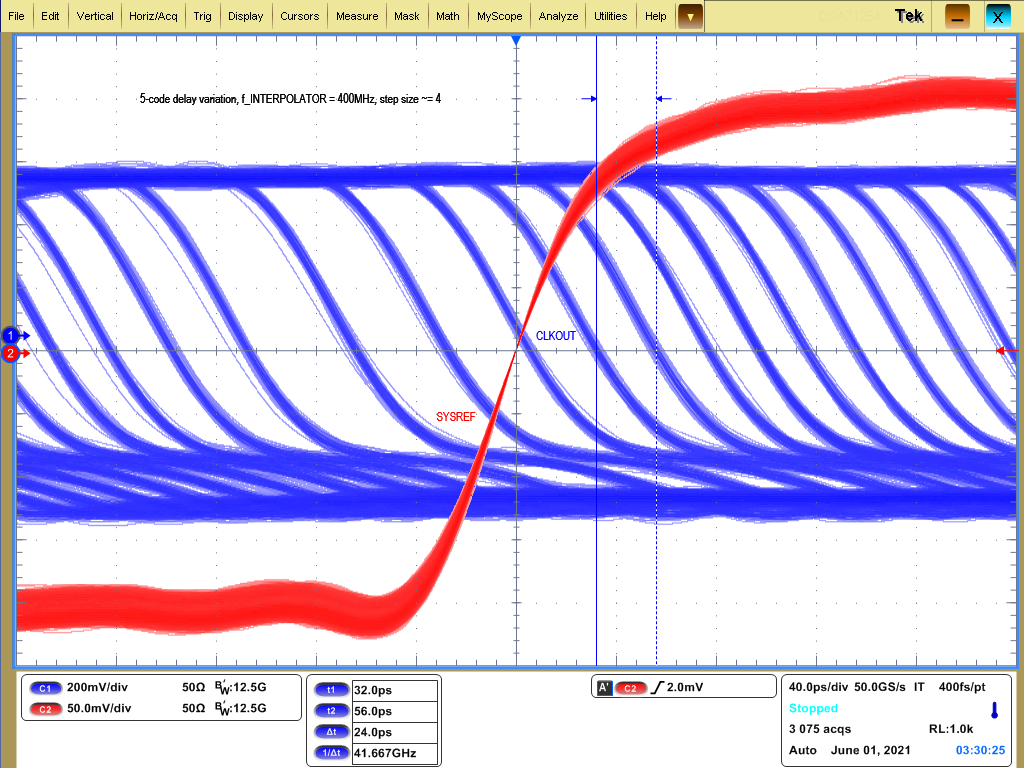 LMX1860SEPEVM SYSREF 5 代码步长延迟