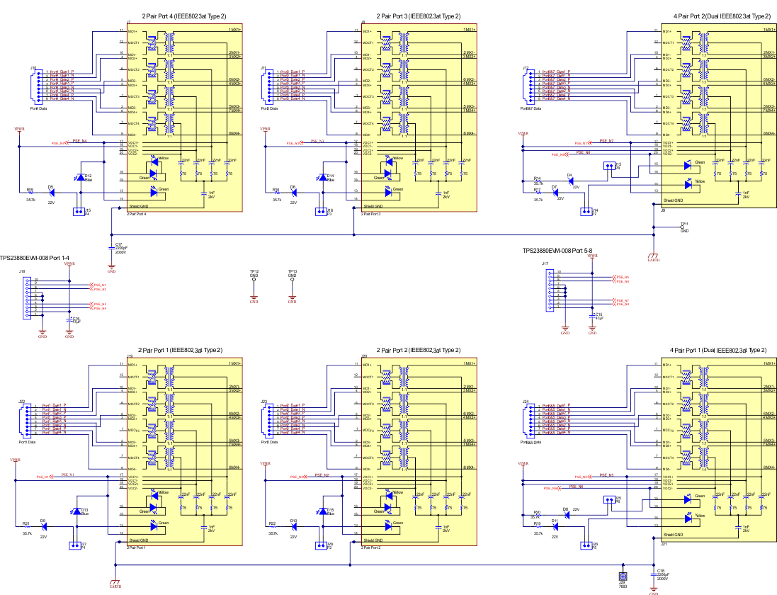 TPS23881B1EVM BOOST-PSEMTHR-007（主板）原理图：为端口供电