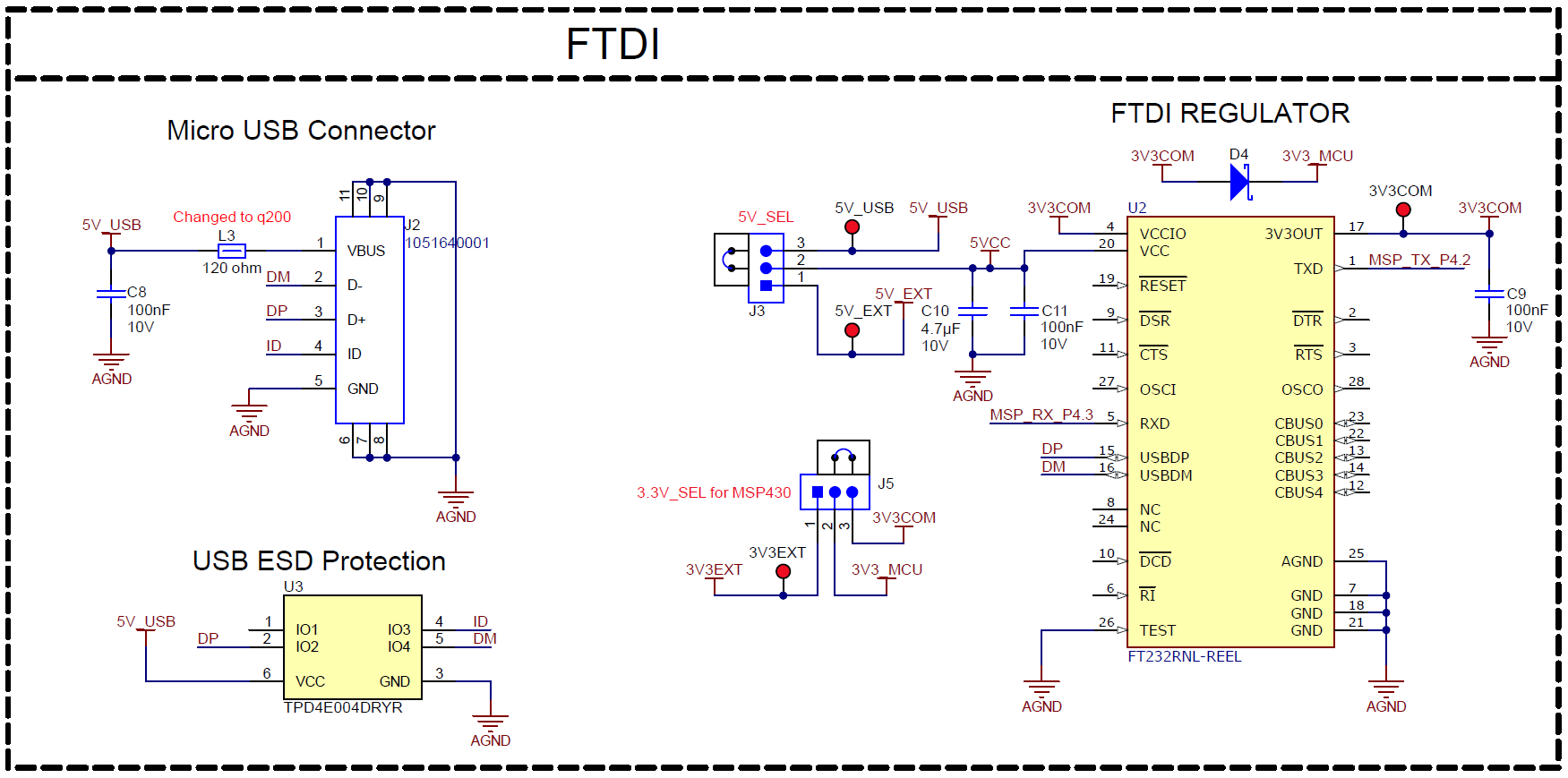 MCF8315PWPEVM USB 转 UART 原理图