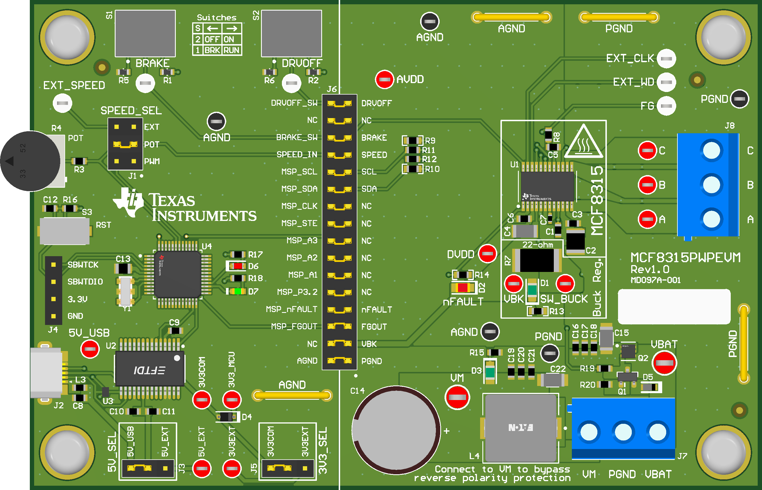 MCF8315PWPEVM MCF8315PWPEVM 印刷电路板（PCB - 顶视图）