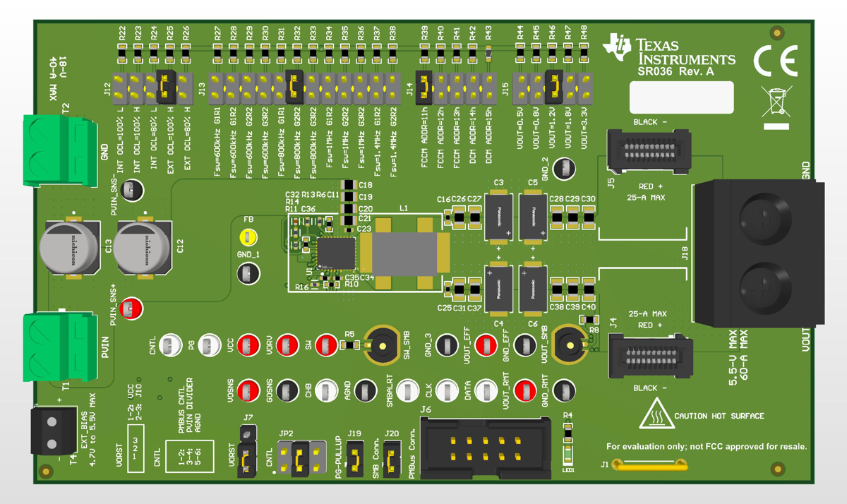 TPS546E25EVM-1PH TPS546E25EVM-1PH（顶视图）