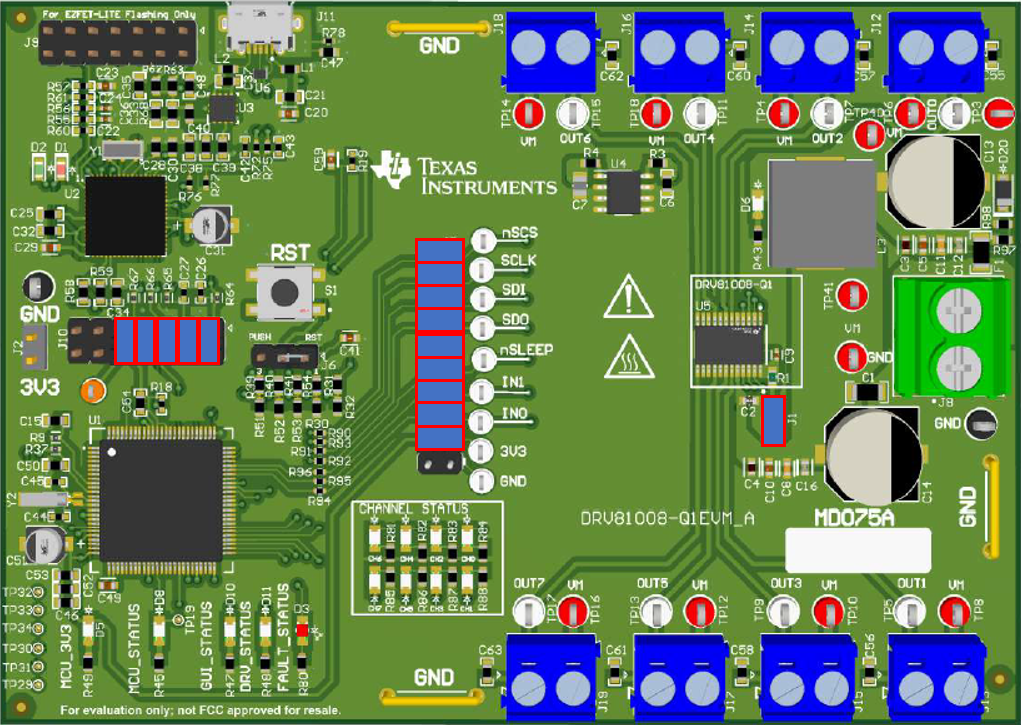 DRV81008-Q1EVM, DRV81602-Q1EVM, DRV81242-Q1EVM,  DRV81008-Q1 跳线配置