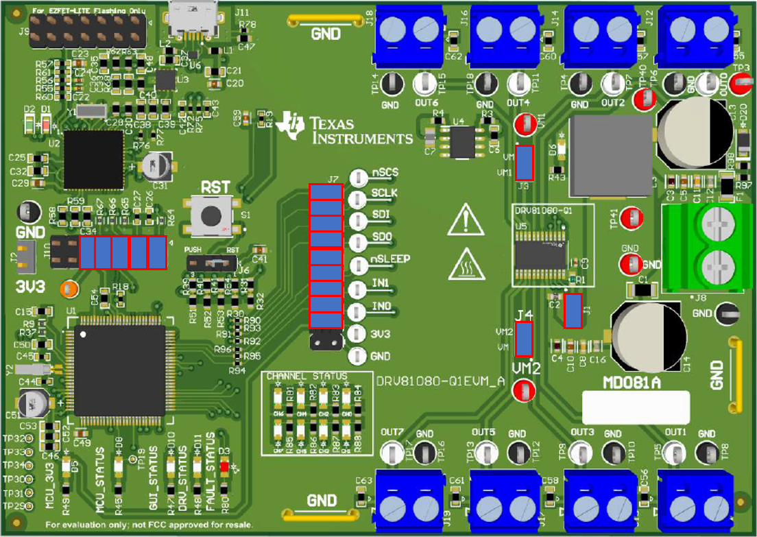 DRV81008-Q1EVM, DRV81602-Q1EVM, DRV81242-Q1EVM,  DRV81080-Q1 跳线配置