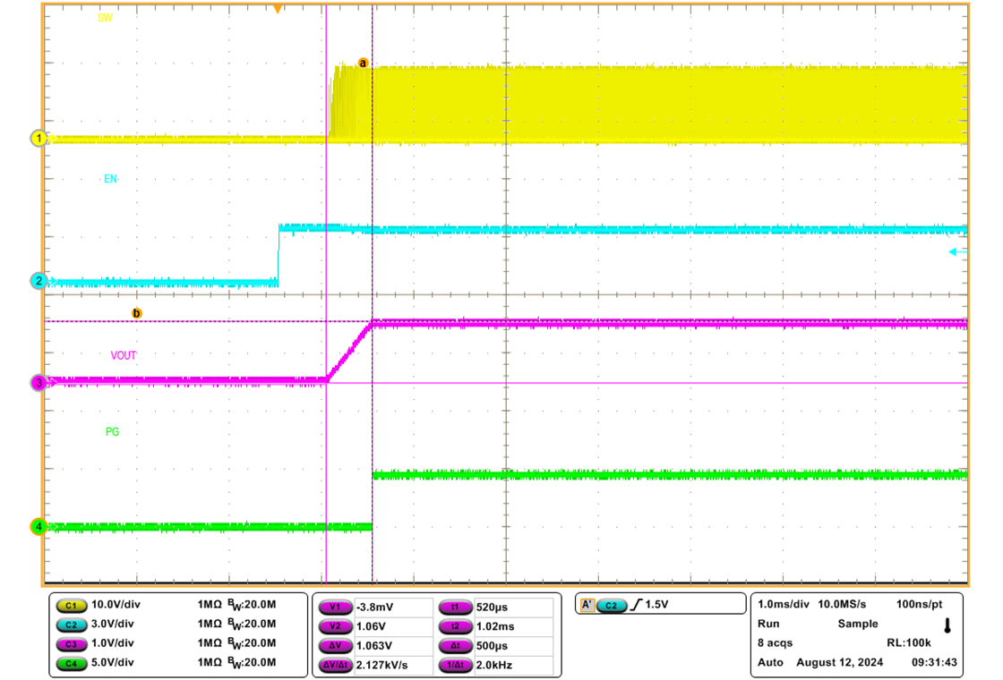 TPS544E27EVM ENABLE 启动，800kHz，40A 负载