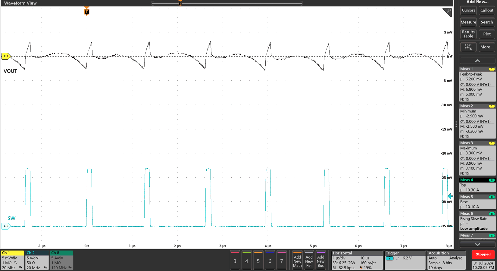 TPS548B23EVM 输出纹波 - 10A 负载