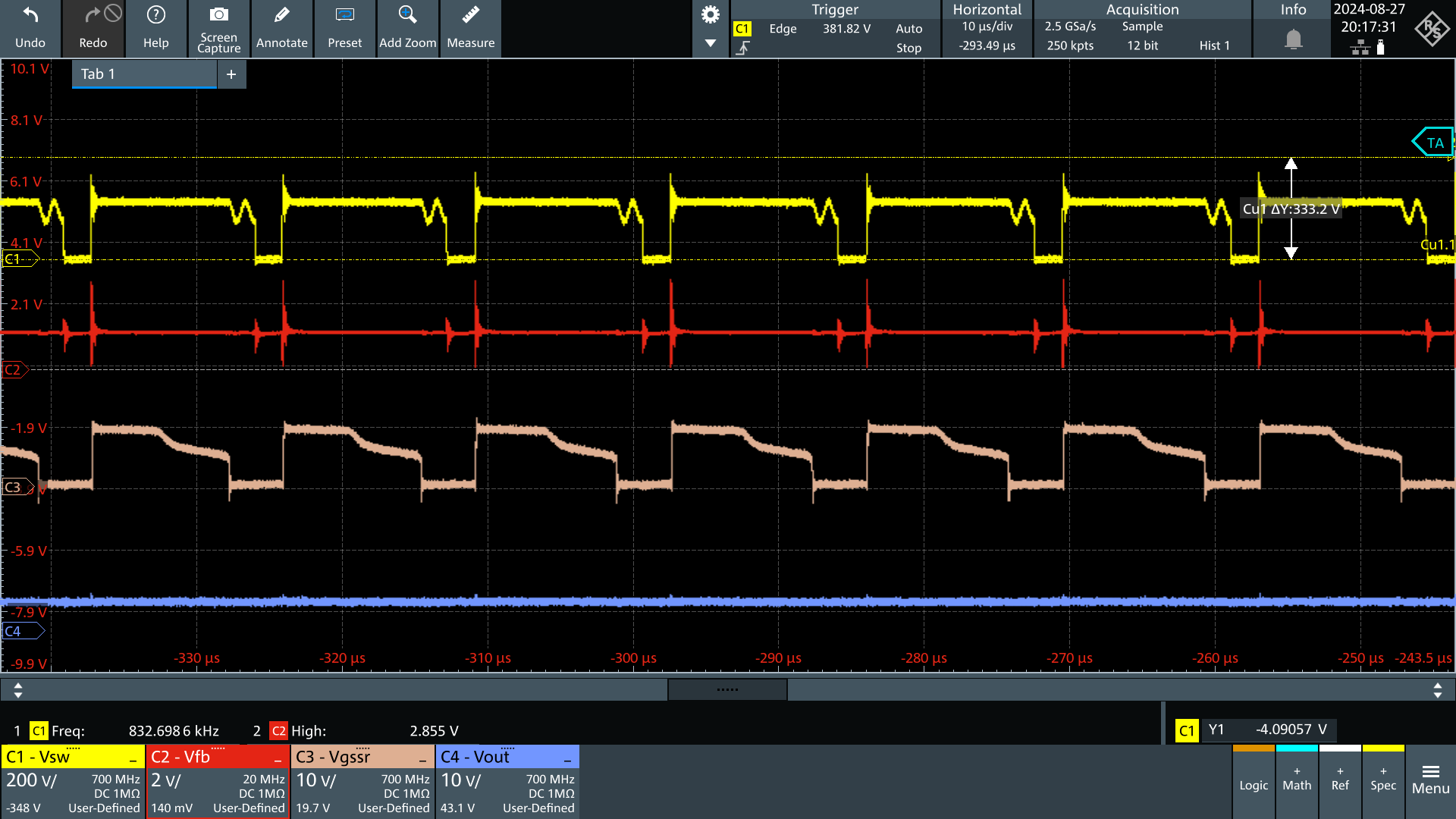 UCG28826EVM-093 Vin = 115Vac，Vout = 5V