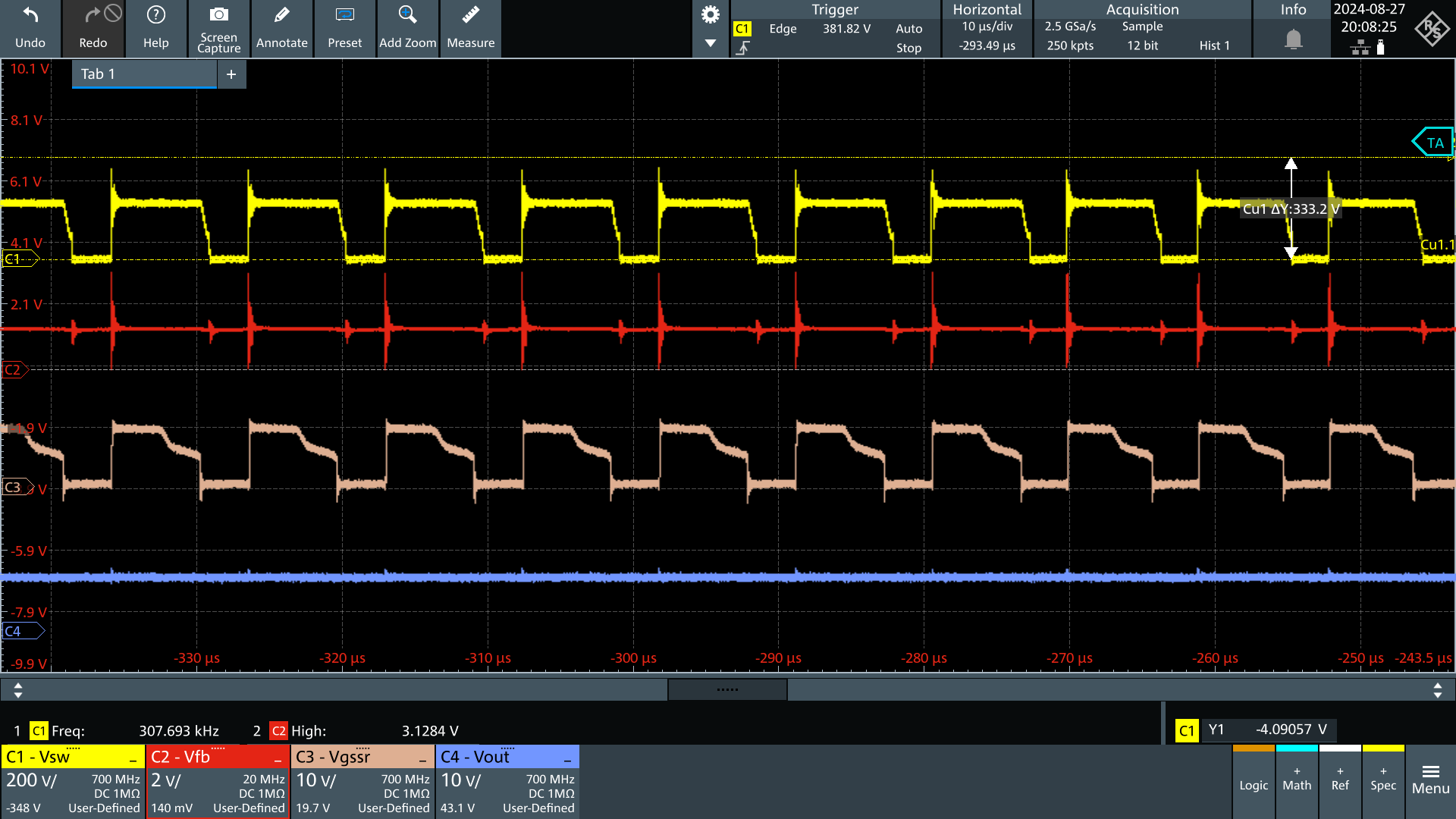 UCG28826EVM-093 Vin = 90Vac，Vout = 9V