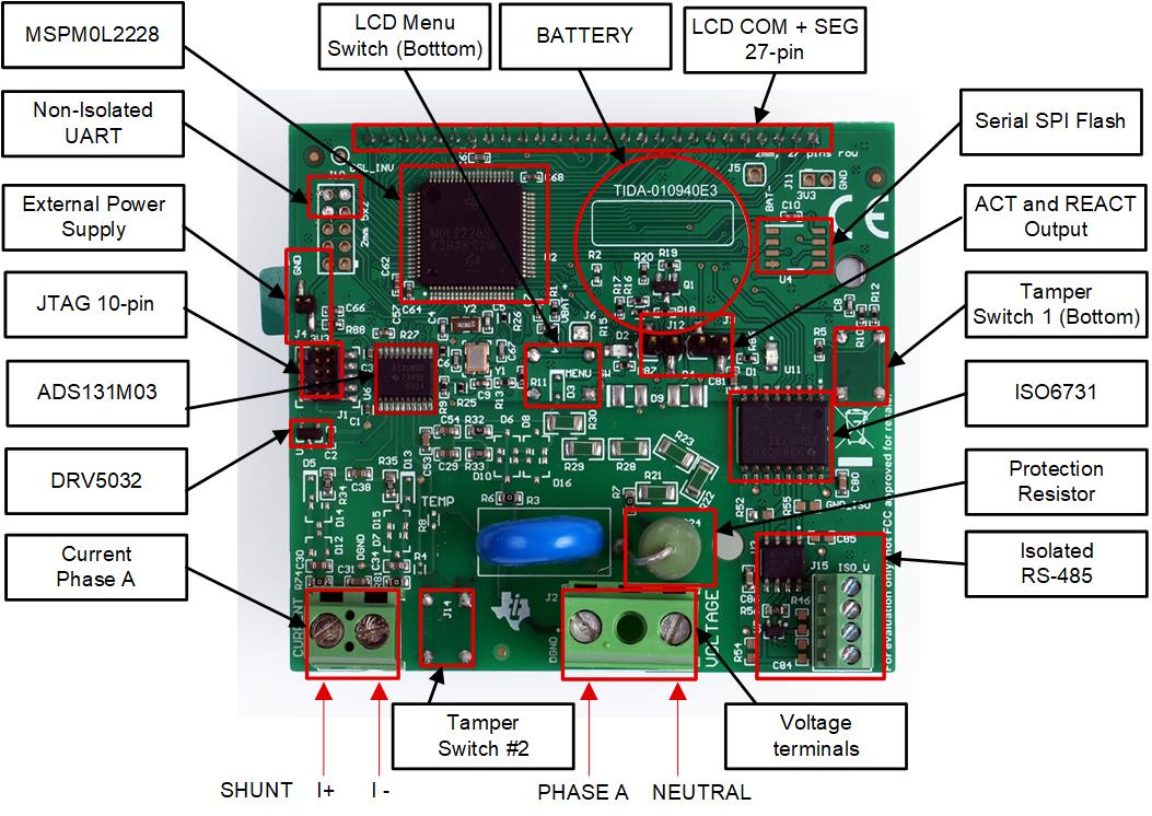 TIDA-010940 TIDA-010940 PCB 的顶层（突出显示元件）