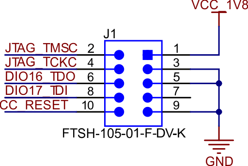 TIDA-010270 用于编程的 JTAG 连接