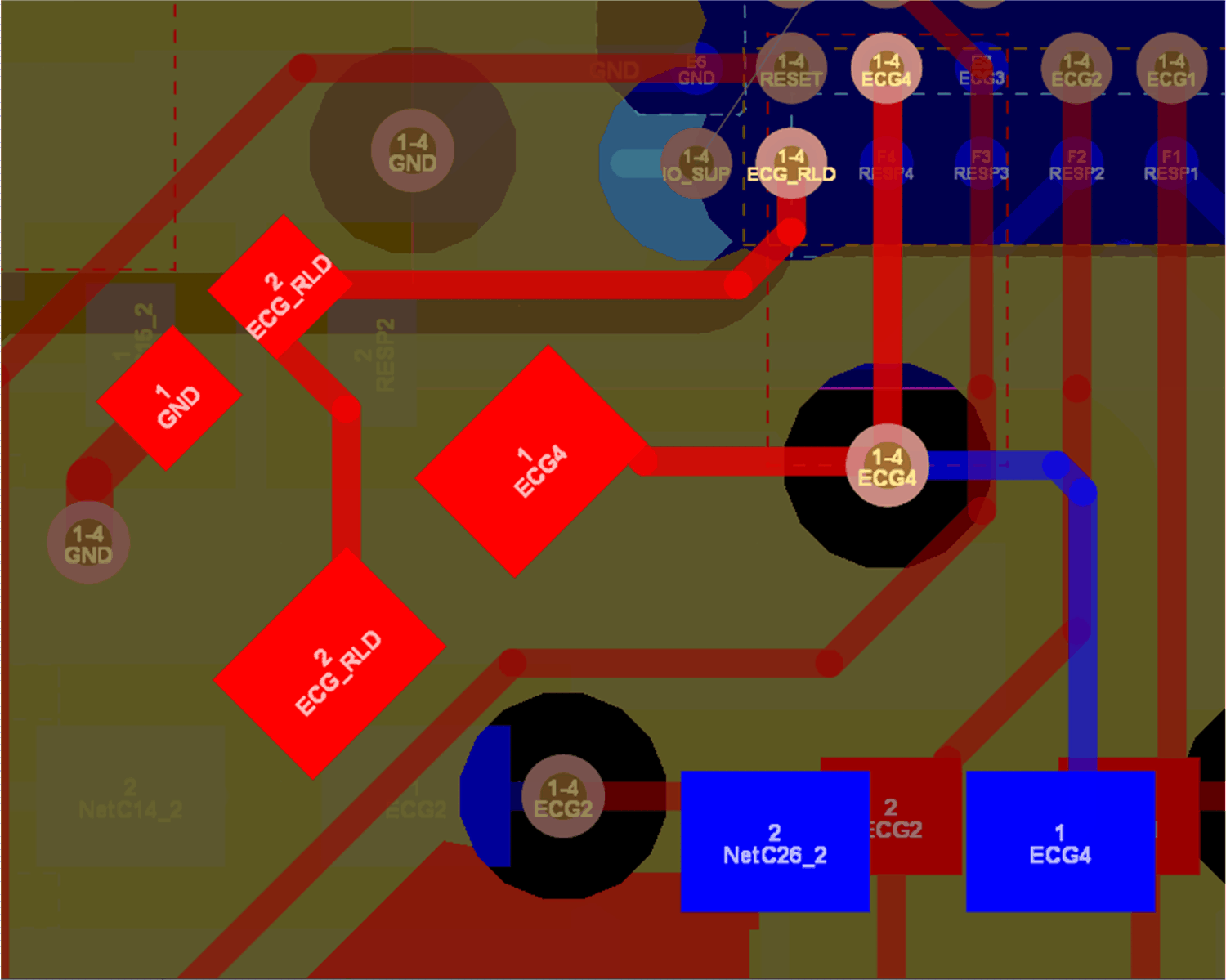 TIDA-010270 ECG4 和 ECG_RLD 引脚的布线连接