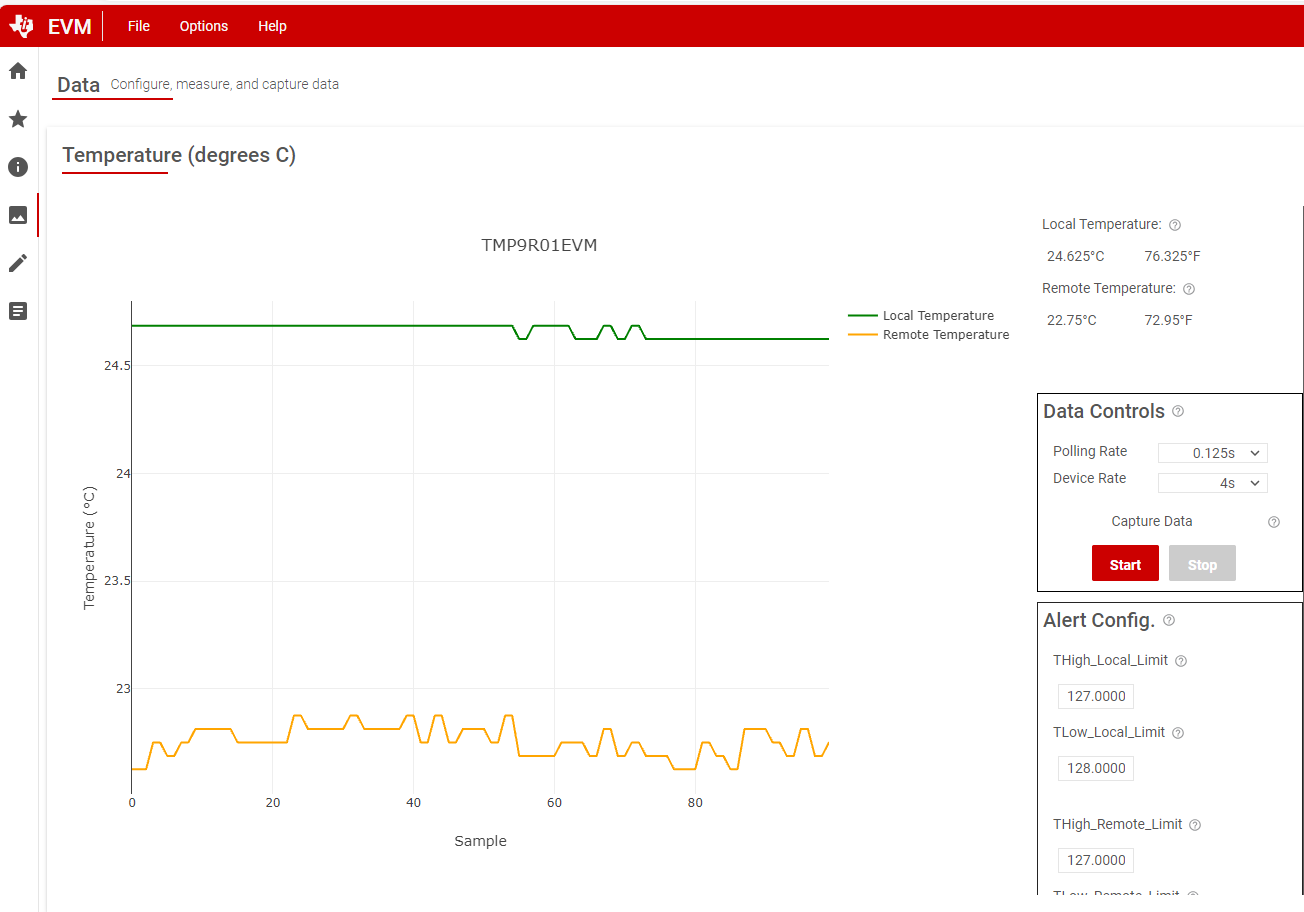TMP9R01EVM 数据采集