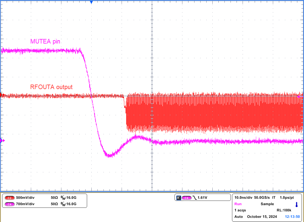 LMX2624SPEVM 引脚控制取消静音响应时间