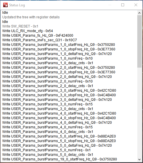 ULC1001 DRV2901 ULC1001-DRV-FL-EVM ULC1001-DRV290XEVM GUI 状态日志